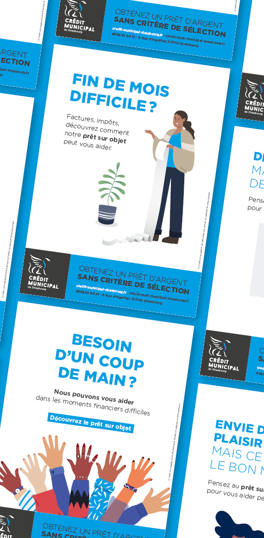 Identité visuelle : Papeterie & Print collection - Crédit Municipal de Strasbourg