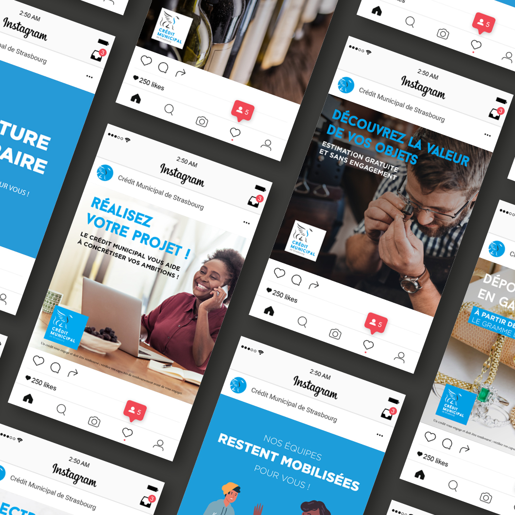 Identité visuelle : Réseaux sociaux collection - Crédit Municipal de Strasbourg