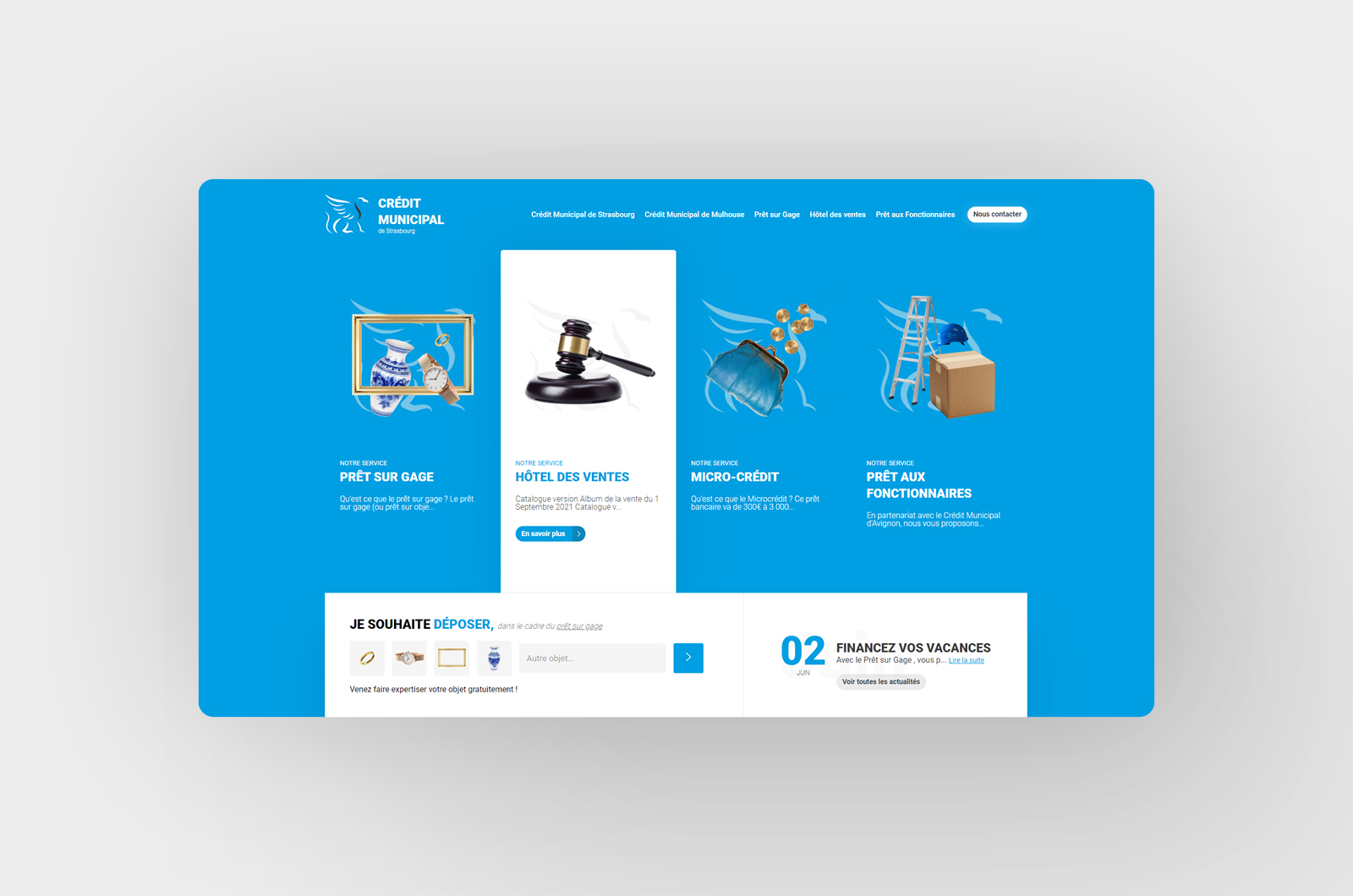 Identité visuelle : Site vitrine ordinateur - Crédit Municipal de Strasbourg