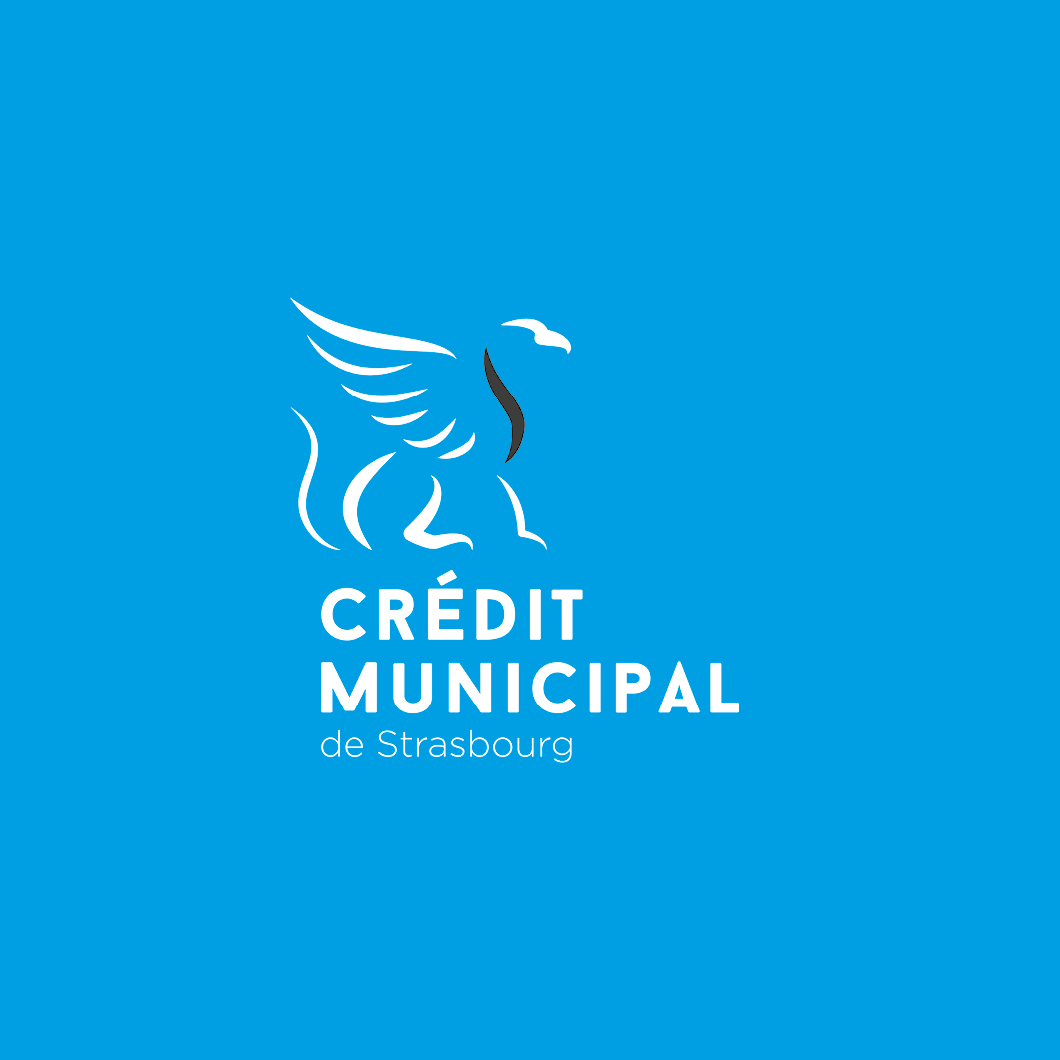 Identité visuelle : Logo sur fond de couleur - Crédit Municipal de Strasbourg