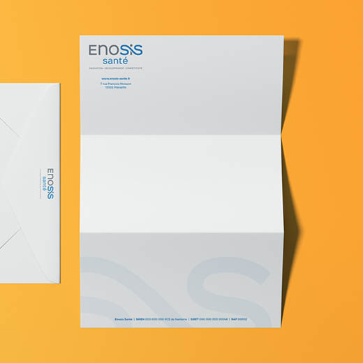 Identité visuelle : Papeterie & Print papier entête - Enosis Santé