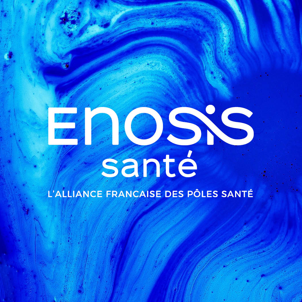 Identité visuelle : Logo sur fond de couleur - Enosis Santé