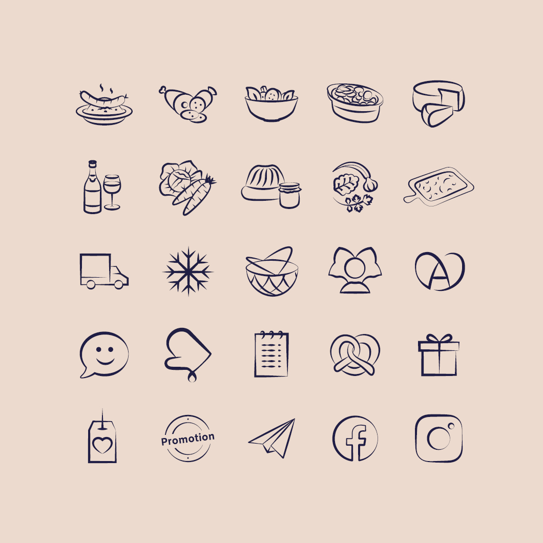Identité visuelle : Création d'icônes pour la charte graphique Alsace Saveurs