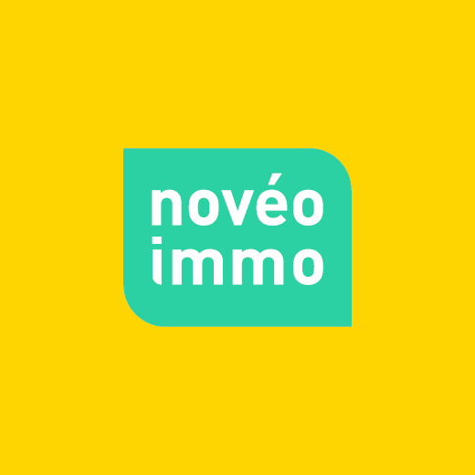 Identité visuelle : Logo sur fond jaune - Novéo Immo