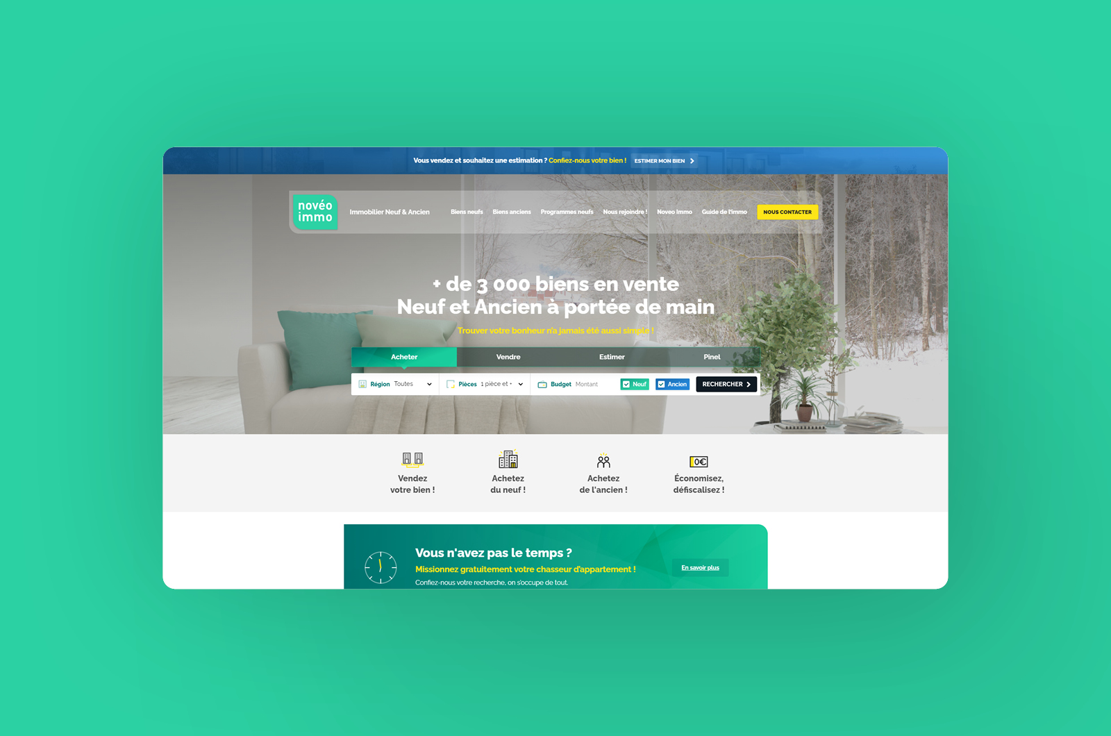 Identité visuelle : Digital & web, Site vitrine - Novéo Immo
