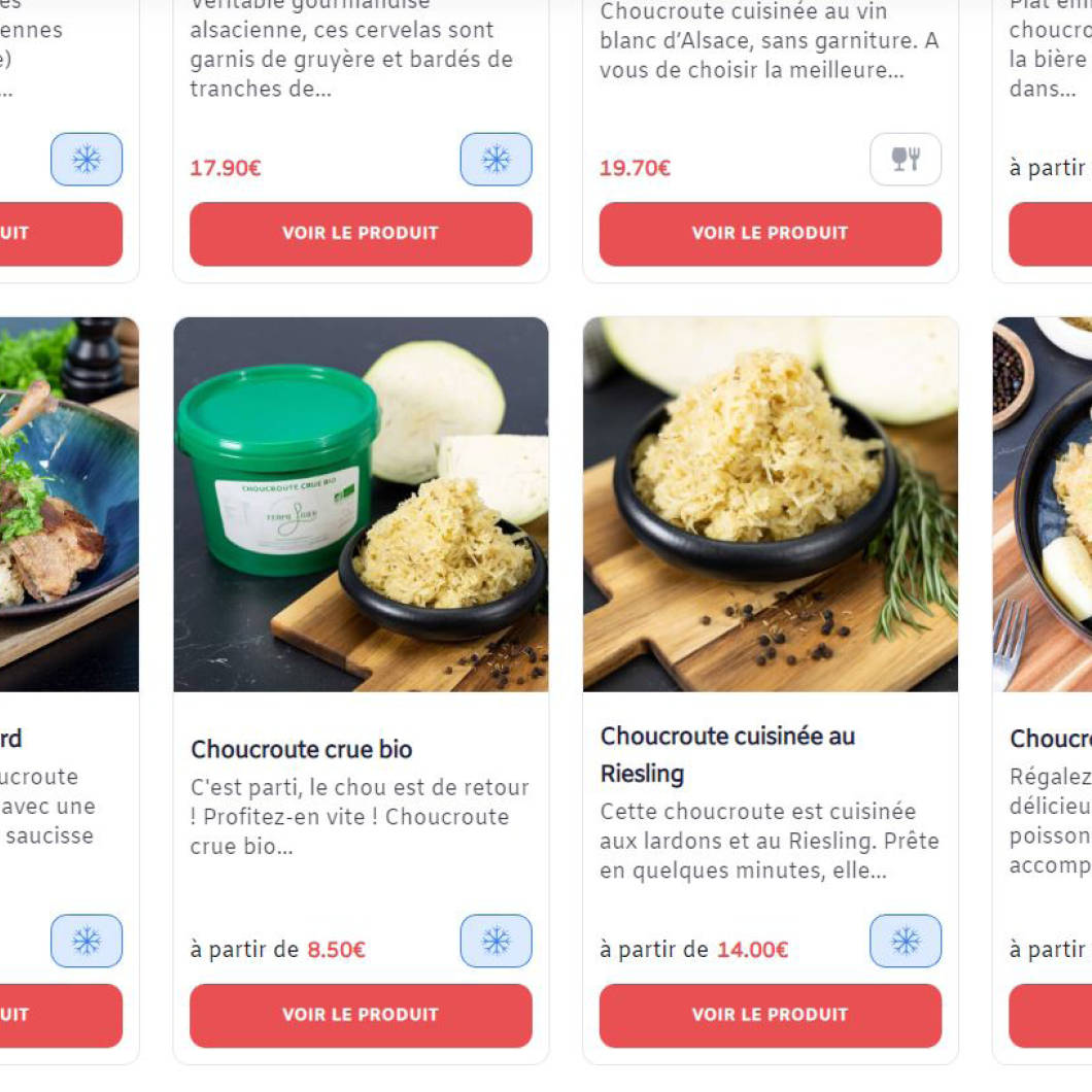 Vente en ligne et E-commerce : Interface du site Alsace Saveurs