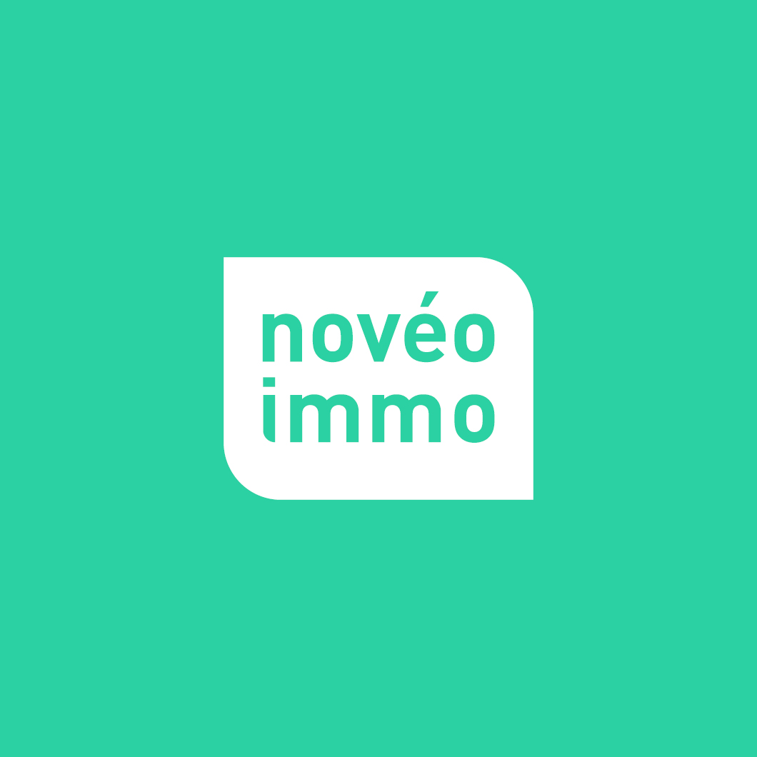 Identité visuelle : logo sur fond vert - Novéo Immo