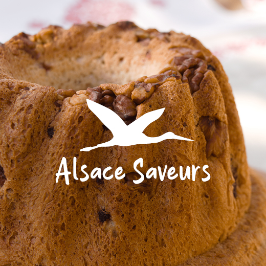 Identité visuelle : charte graphique sur fond de photographie Alsace Saveurs