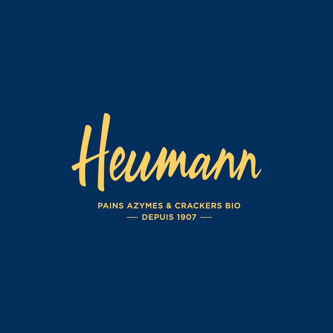 Identité visuelle - Logo Heumann sur fond bleu