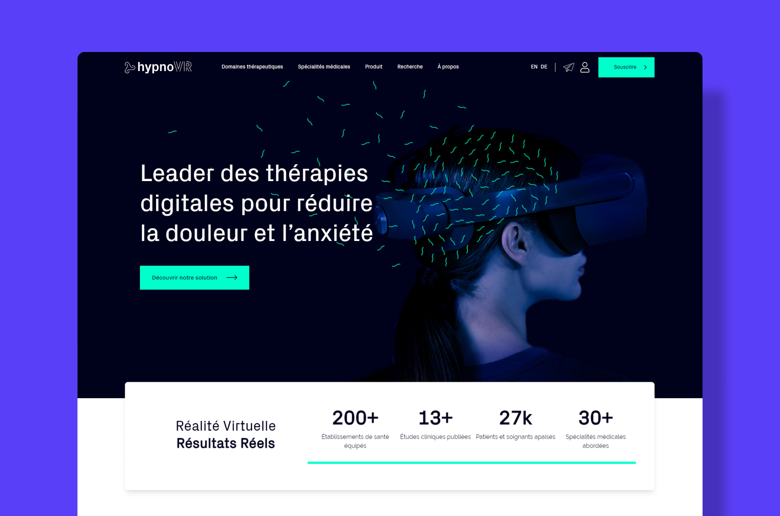 Identité visuelle : Page site vitrine - HypnoVR