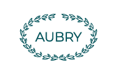 Logo Aubry avec une couronne de laurier vert.