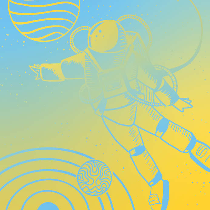 Identité visuelle - Illustration jaune et bleu Astral