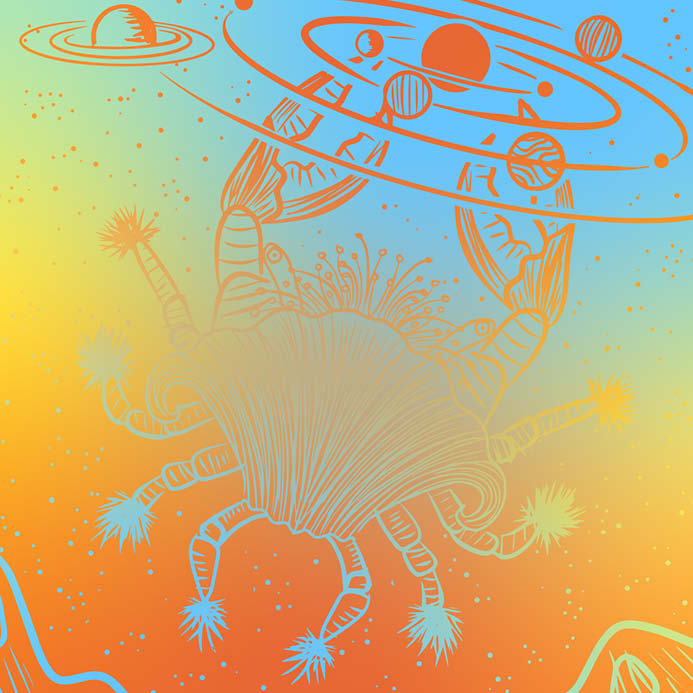 Identité visuelle - Illustration orange et bleu Astral