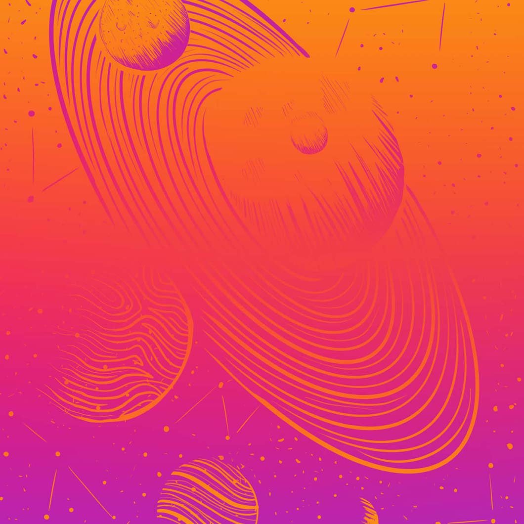 Identité visuelle - Illustration planête orange et violet Astral