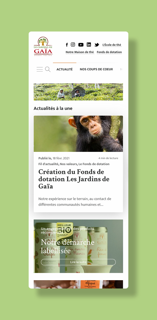 Identité visuelle - Les jardins de Gaïa site mobile