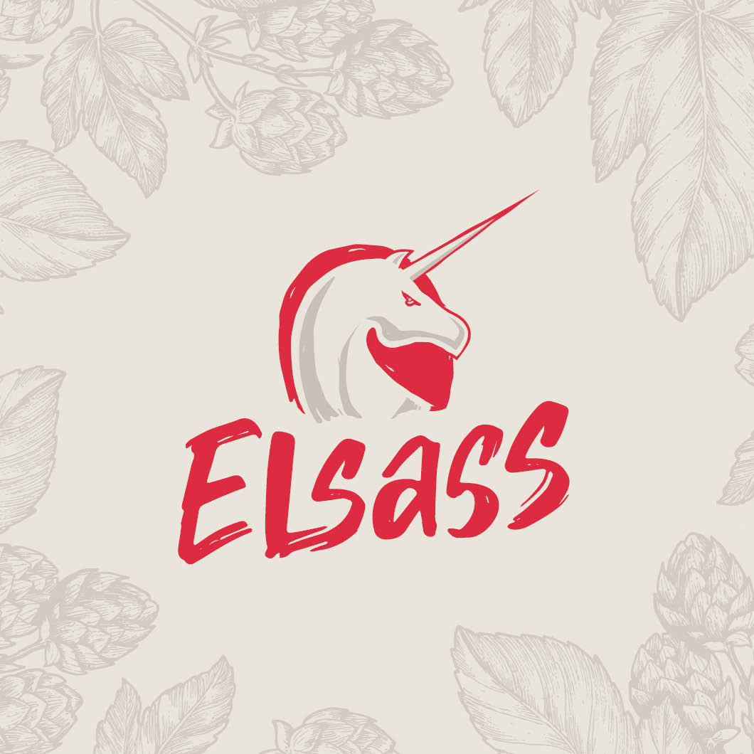 Identité visuelle - Brasserie Licorne Logo sur fond illustré