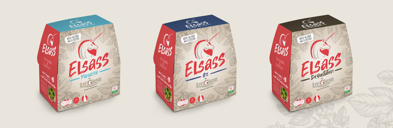 Identité visuelle - Brasserie Licorne Packaging packs